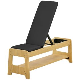 Soozier Wooden Adjustable Weight Bench with Dumbbell Rack, Flat or Incline Workout Bench for Home Gym Weight Lifting, Black