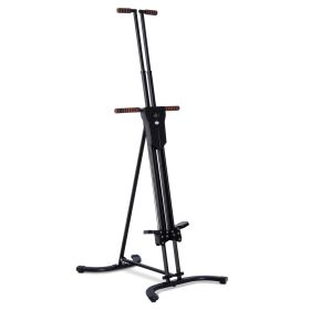 Soozier Vertical Climber Exercise Machine Folding Adjustable Stair Workout with Display Monitor Black