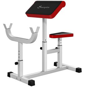 Soozier 265 LBS Preacher Curl Bench for Strength Training, Adjustable Seated Arm Isolated Barbell Dumbbell Bicep Station, White
