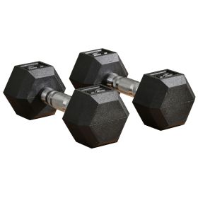 Soozier 2 x 15lbs Hex Dumbbell Set of 2, Rubber Weights Exercise Fitness Dumbbell with Non-Slip Handles, Anti-roll, for Women or Men Home Gym Wor
