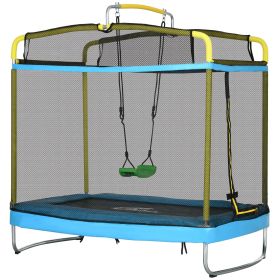 Qaba 3-in-1 Trampoline for Kids, 6.9' Kids Trampoline with Net, Light Blue