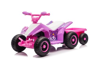 6V Battery Powered Kids Electric Vehicle, Kids Ride On ATV, 4 Wheeler Quad W Headlights, MP3, USB, Volume Control, Large Seat, Electric Ride On T (Color: Pink)