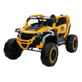 Ride On Models Truck Car 12V Kids Electric Vehicles, Remote Control, Front & Rear Shock Suspension, 2 Seater UTV, Flashlights And A Built-in Musi (Color: Yellow)
