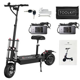 Electric Scooter With Seat, 6000W Power Dual Motor Top Speed 50MPH 60V 35Ah Battery 50 Miles Range, 11 Inch Off-Road Tires For Street Commuting A (Option: 60V 6000W)
