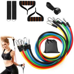 11Pcs Resistance Bands Set Fitness Workout Tubes Exercise Tube Bands (Option: MultiColor)